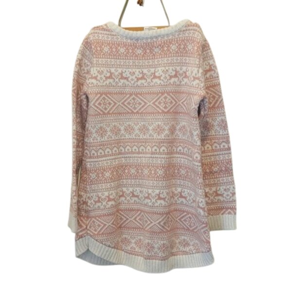 Aspen Kids Size US S 5-6 Pink Reindeer Christmas Print Sweater Dress - Picture 5 of 12